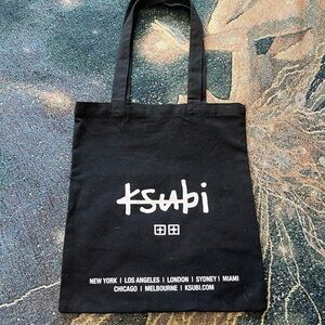 Ksubi Black White Canvas Tote Bag Logo Pattern Streetwear Chic Designer Purse